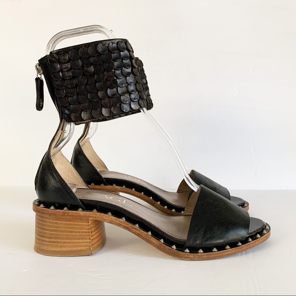 AGL Maggie Paillette Ankle Sandals Block Heel